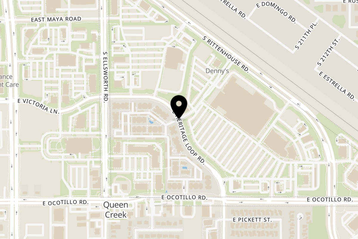 Map showing the location of Rili-B's Taco Shop Switch Brews on 20874 E. Heritage Loop Rd in Queen Creek